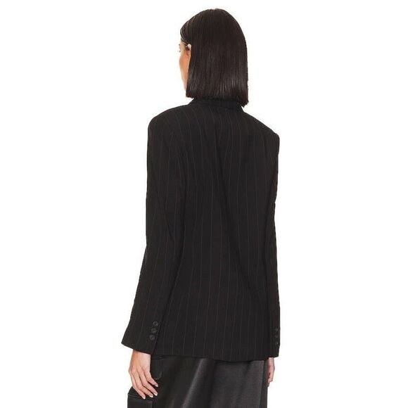 Smythe 90's silk blended Blazer in Black Pinstripe Large - Picture 3 of 11